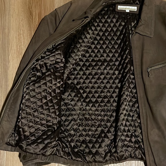 Perry Ellis brown leather coat. Size L - Picture 4 of 4